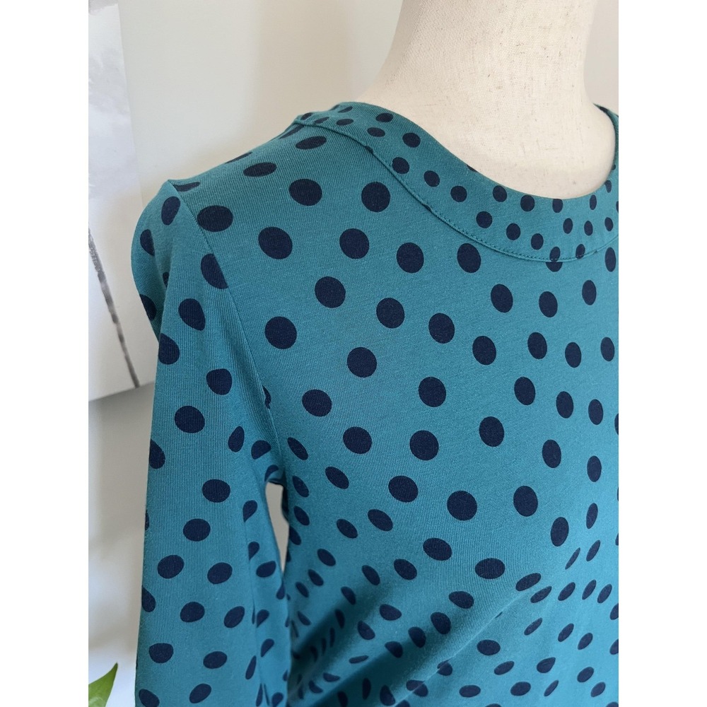 Boden Polka Dot Top Womens 8‎ Blue Jersey Bell Sleeve Blouse Casual Boho - Picture 2 of 8